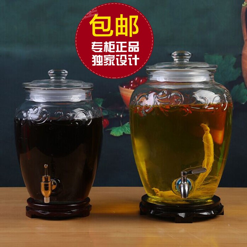 玻璃泡酒瓶10h斤无铅加厚带龙头泡酒瓶密封泡酒20斤罐葡萄酿酒坛