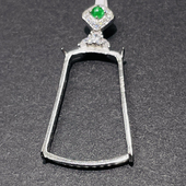 S925纯银无事牌空托吊坠空托长方形翡翠牌子银托防掉钻简约款 银托