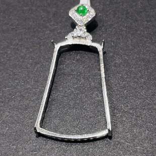 S925纯银无事牌空托吊坠空托长方形翡翠牌子银托防掉钻简约款银托