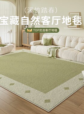 地毯客厅绿色2025新款奶油w风免洗可擦防水防污地垫沙发轻奢高级