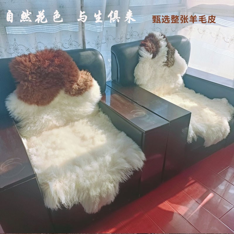整张羊皮毛一体沙发垫羊毛椅子垫加厚长毛地M毯飘窗汽车垫真皮皮