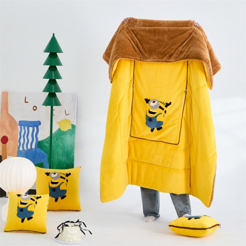 二合一汽车抱枕被车载靠垫沙发毯子办公室空调被加U绒加厚午休枕