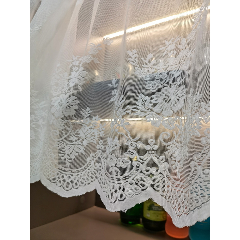 ?ZM6H 白色绣花纱半帘遮挡帘防尘帘遮挡帘柜帘小门帘短帘酒柜