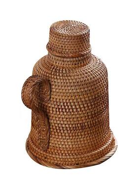 竹编热水瓶d复古保温水瓶办公室保温瓶玻璃内胆老式木塞传统开水