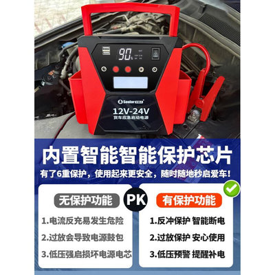 小能人汽车应急启动电源12V24V电瓶打火充电大货车强启起搭电神器