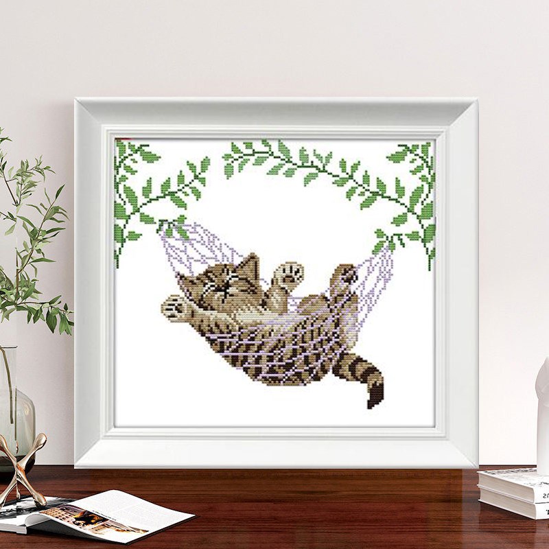 猫咪十字绣印花2023新款可爱卡通猫小件刺绣学生初学新手简单线绣