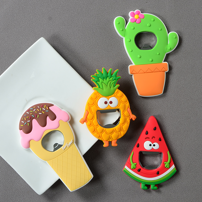 大号仙人掌西瓜软胶瓶起子冰箱贴磁铁磁性开瓶器啤酒启瓶器磁贴