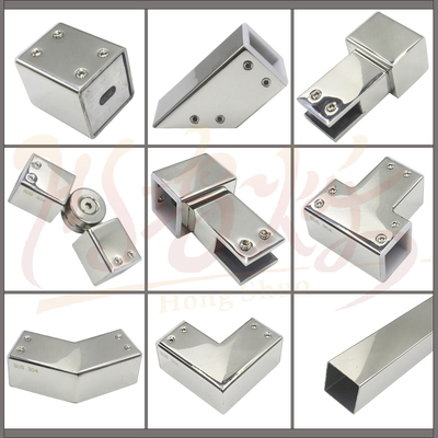 25方管不锈钢304连接头吊夹上墙法兰淋浴房配件连接件玻璃拉杆头