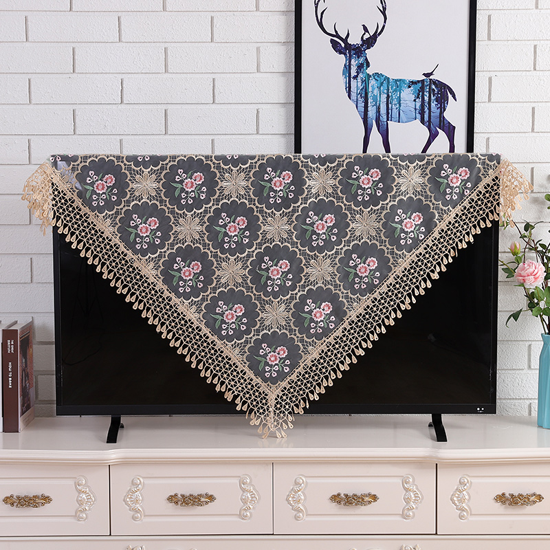 蕾丝电视机盖布55寸电视防尘布简约电视盖巾60寸欧式电视罩防尘罩