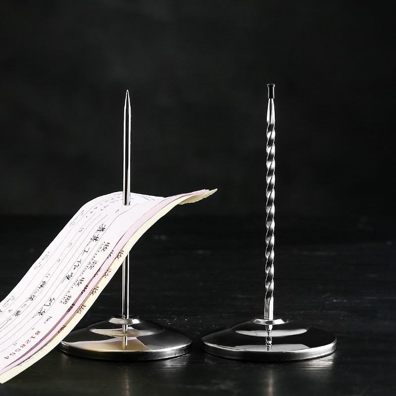 酒吧餐厅吧台菜单单插钉座 收集单据叉针传票夹传票叉 票据插针