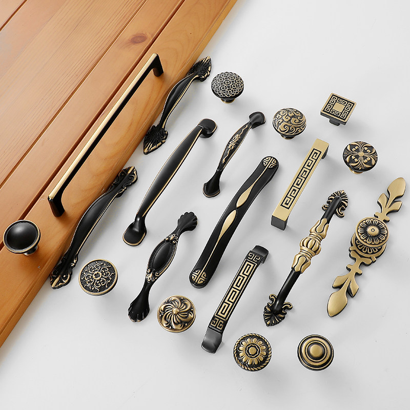 橱柜拉手更衣柜新中欧式黄铜把手抽屉拉手纯铜柜子木门小单孔把手