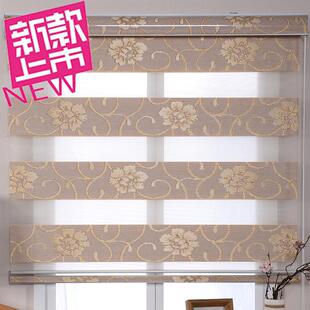 免打孔电动遮光卷帘双层升降百叶窗帘客厅餐厅卧室阳台卫生间防水