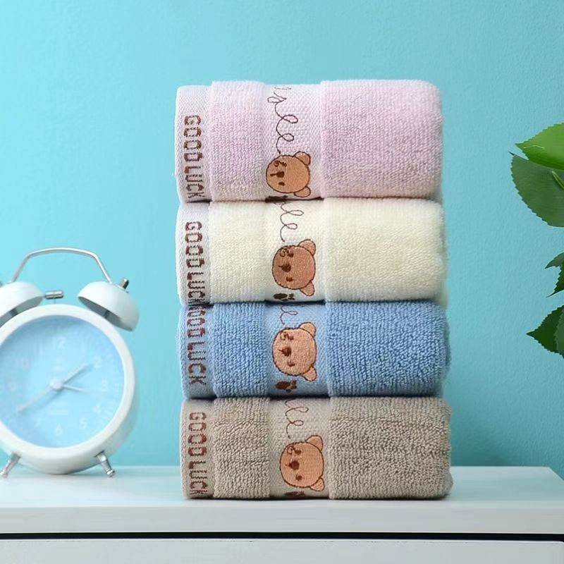 是帛品牌纯棉吸水毛巾面巾成年儿童小可爱吸水厚实粉色蓝色米白咖