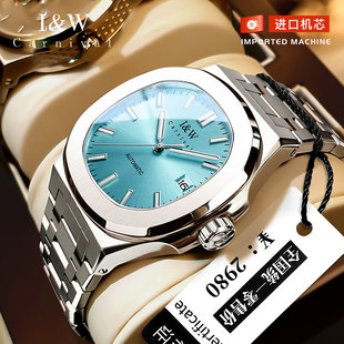 夜光腕表 男款 瑞士iw爱沃驰方形手表男士 机械表鹦鹉螺名表官方正品