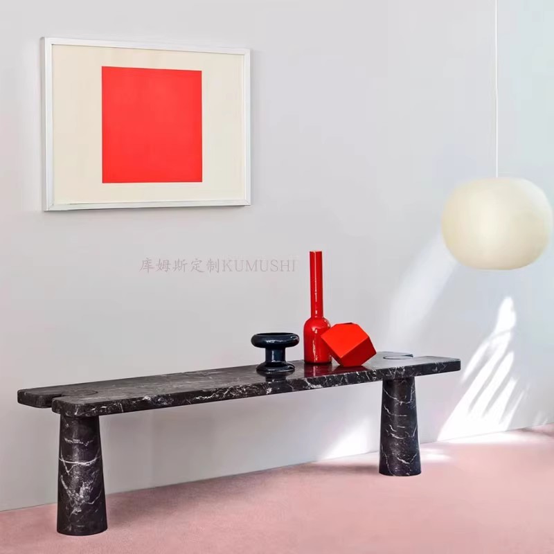天然大理石玄关入户桌大理石玄关桌别墅酒店入户靠墙艺术展示桌