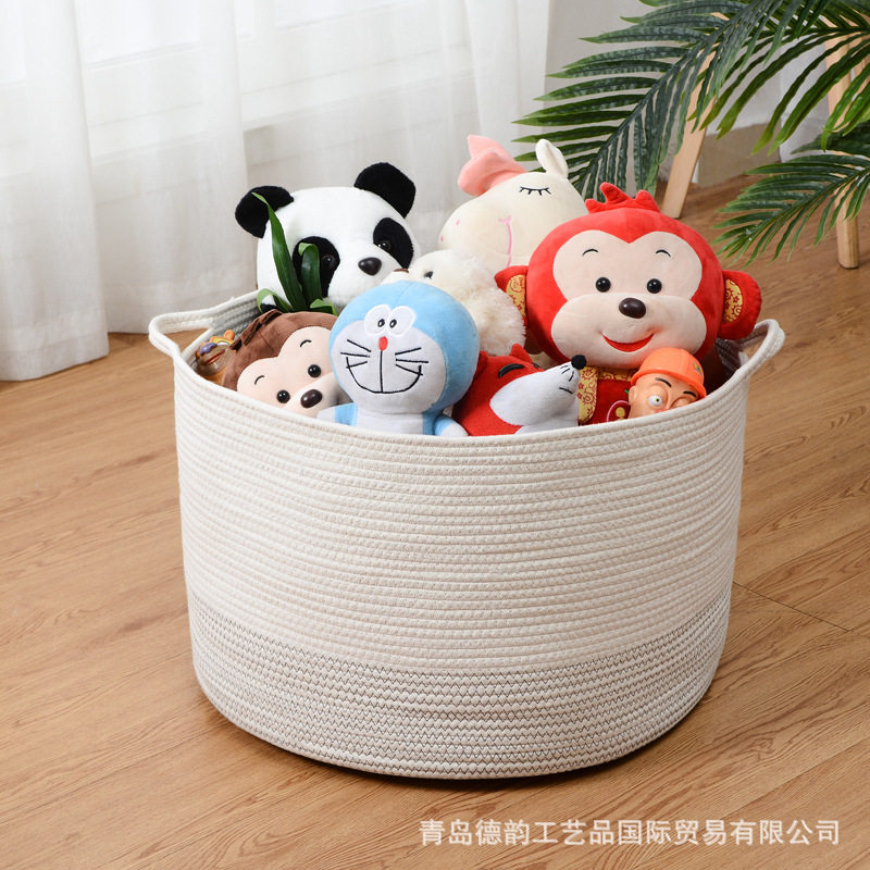 简约拼色创意编织收纳篮布艺棉线手提收纳筐家用杂物收纳创意收纳