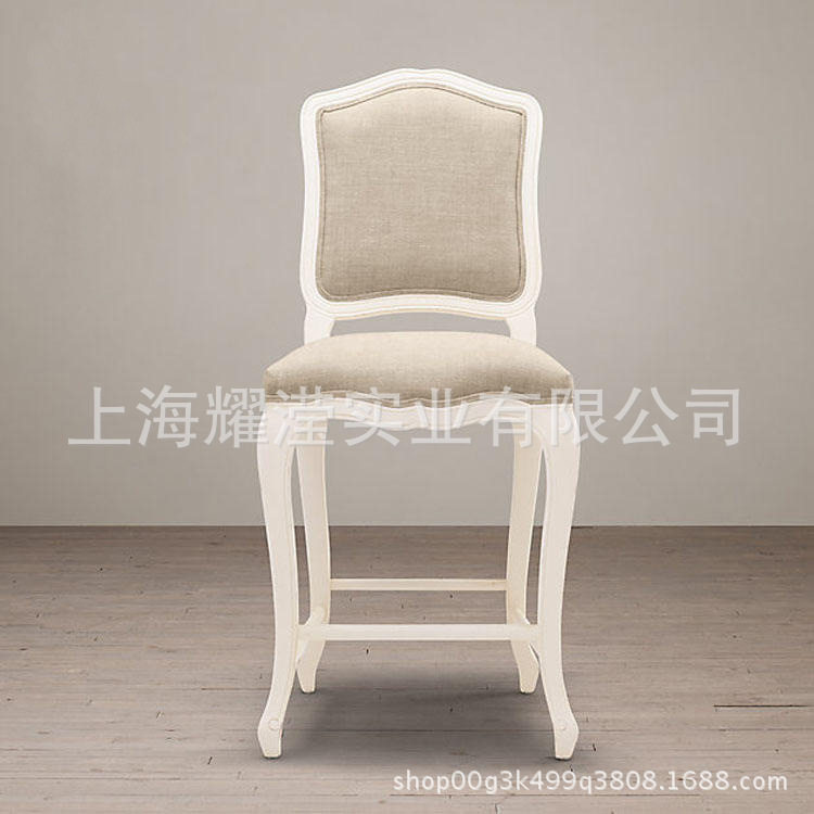 美式实木吧椅定制家具简约原木做旧靠背高脚凳酒吧咖啡厅洽谈椅