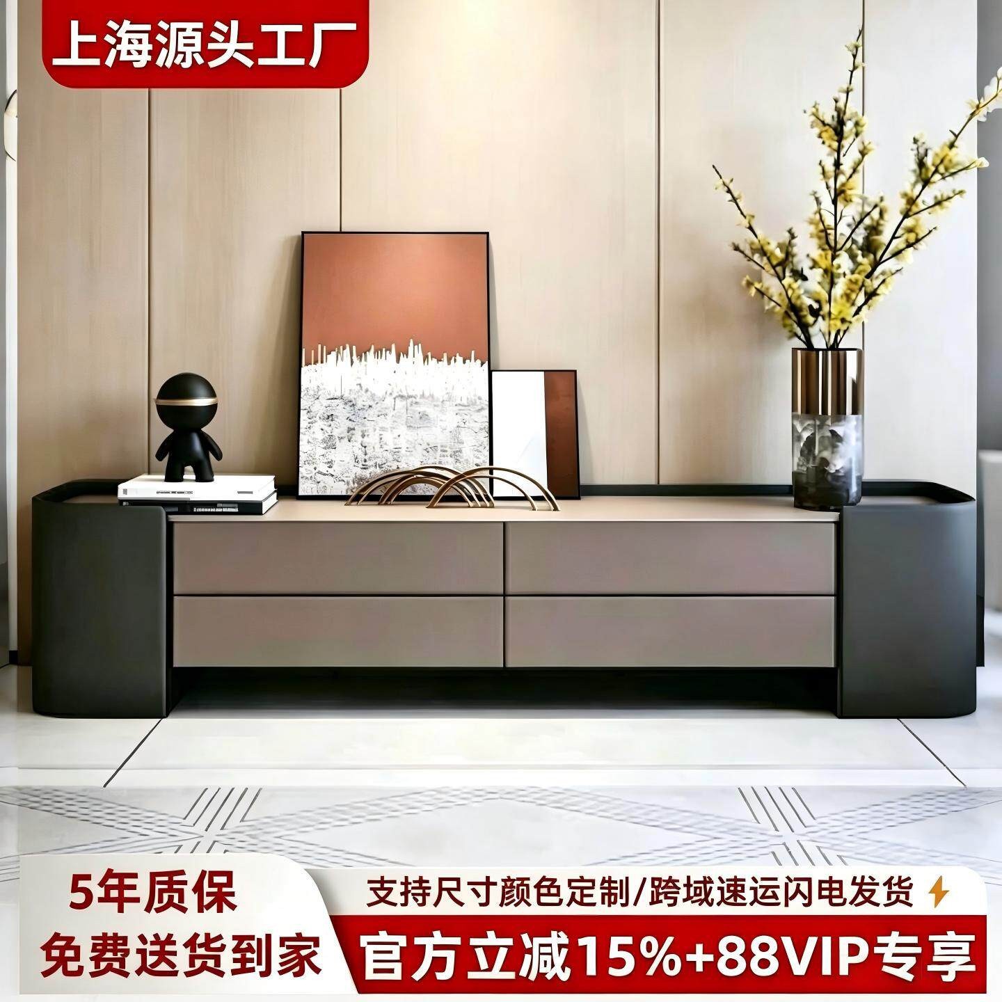 意式轻奢电视柜灰色钢琴烤漆电视柜视听柜地柜创意设计客厅组合柜
