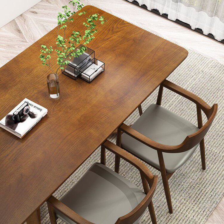 北欧实木长餐桌家用组合长方形简约洽谈咖啡桌休闲原木书桌办公桌