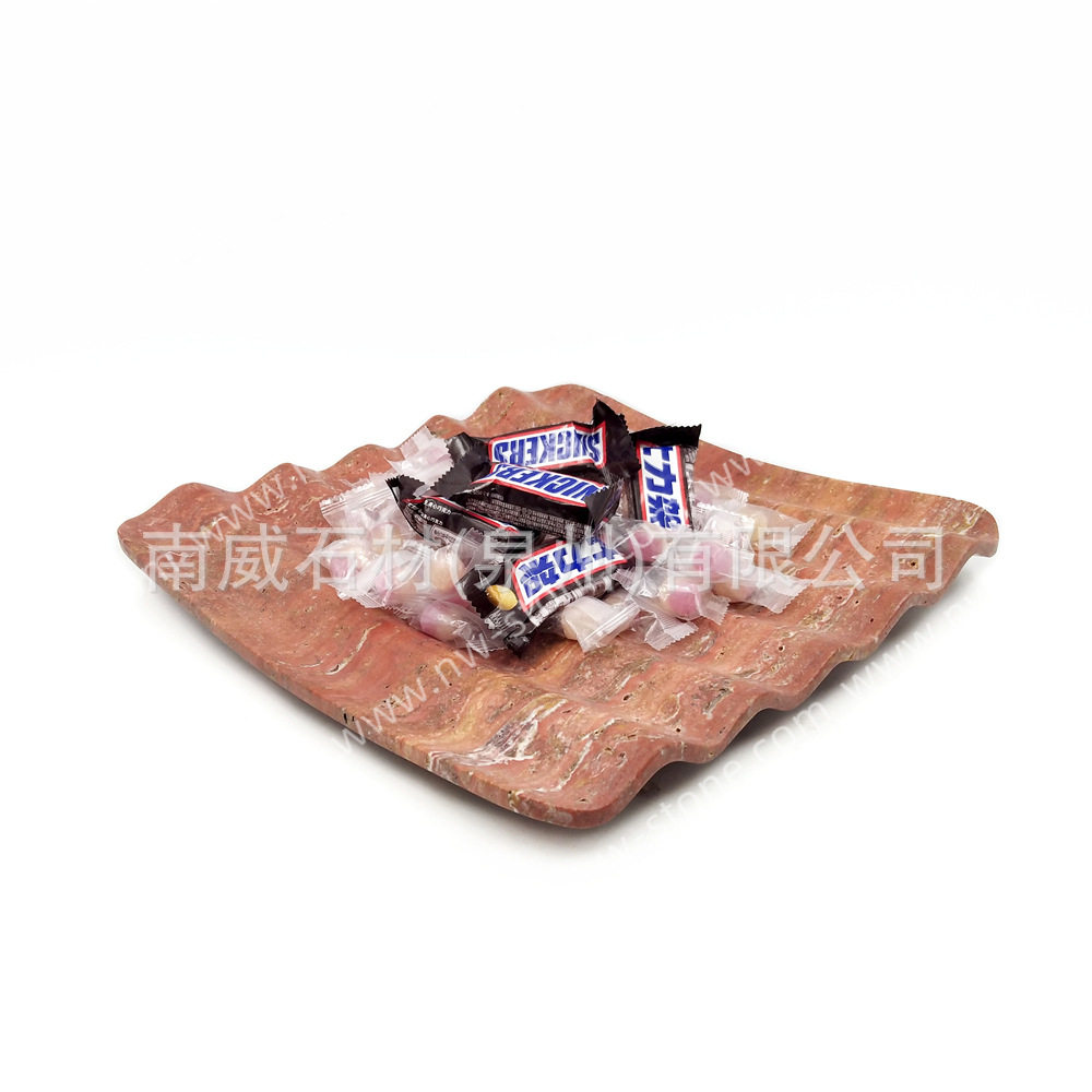 北欧风创意天然大理石盘子洞石果盘首饰展示托盘石制工艺品摆件