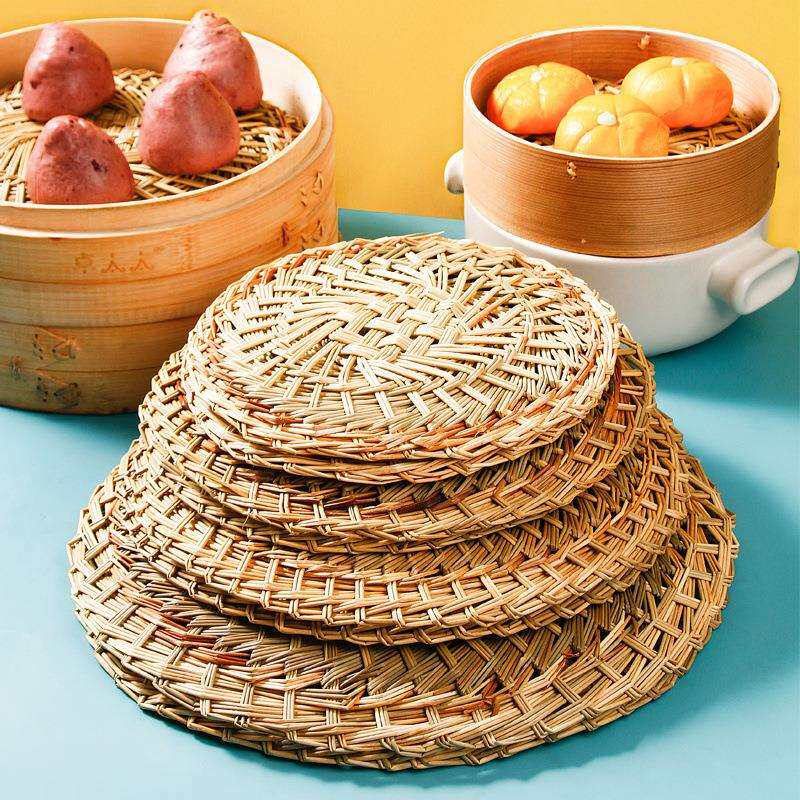 蒸包子纯天然草垫圆手工编织蒸笼垫馒头小笼包垫子笼屉垫新