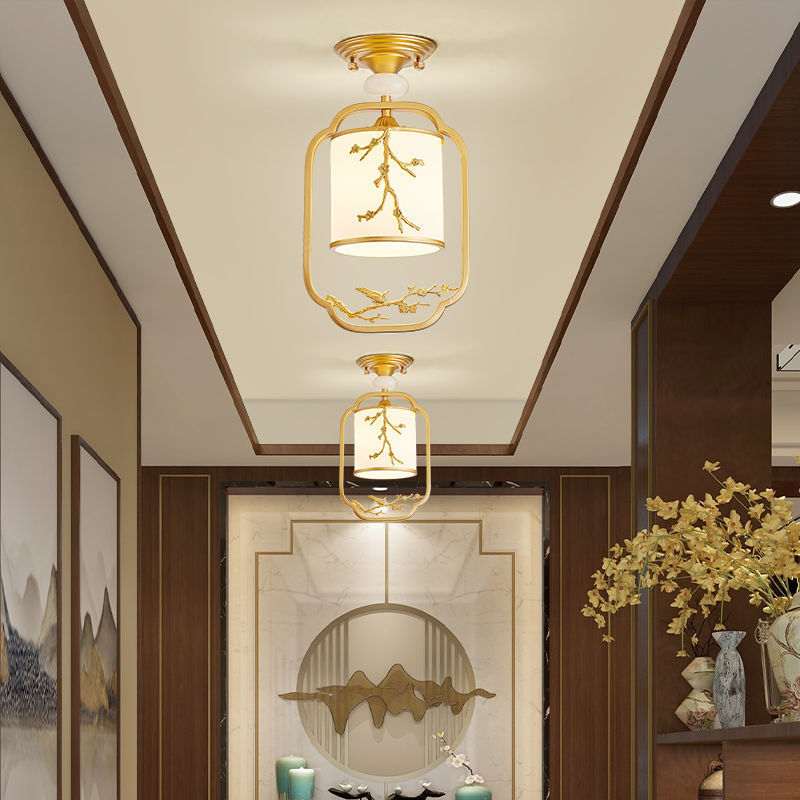 新中式过道灯阳台玄关吸顶灯床头小吊灯单头餐厅灯具新中式吊灯