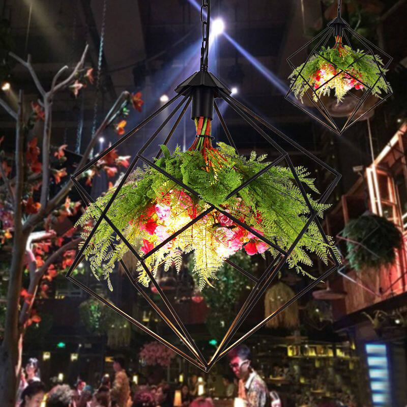 音乐餐吧植物吊灯创意绿植主题餐厅清吧装饰吊灯工业风火锅店灯饰