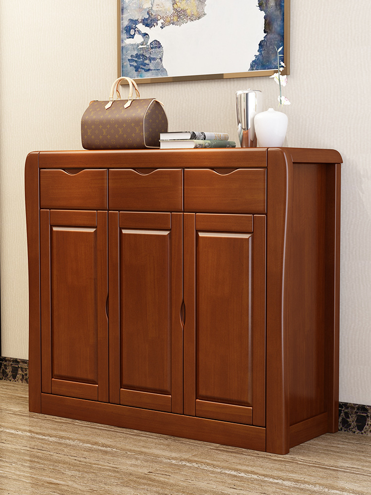 现代中式实木鞋柜家用门厅柜经济实用简约型多功能大容量储物柜子