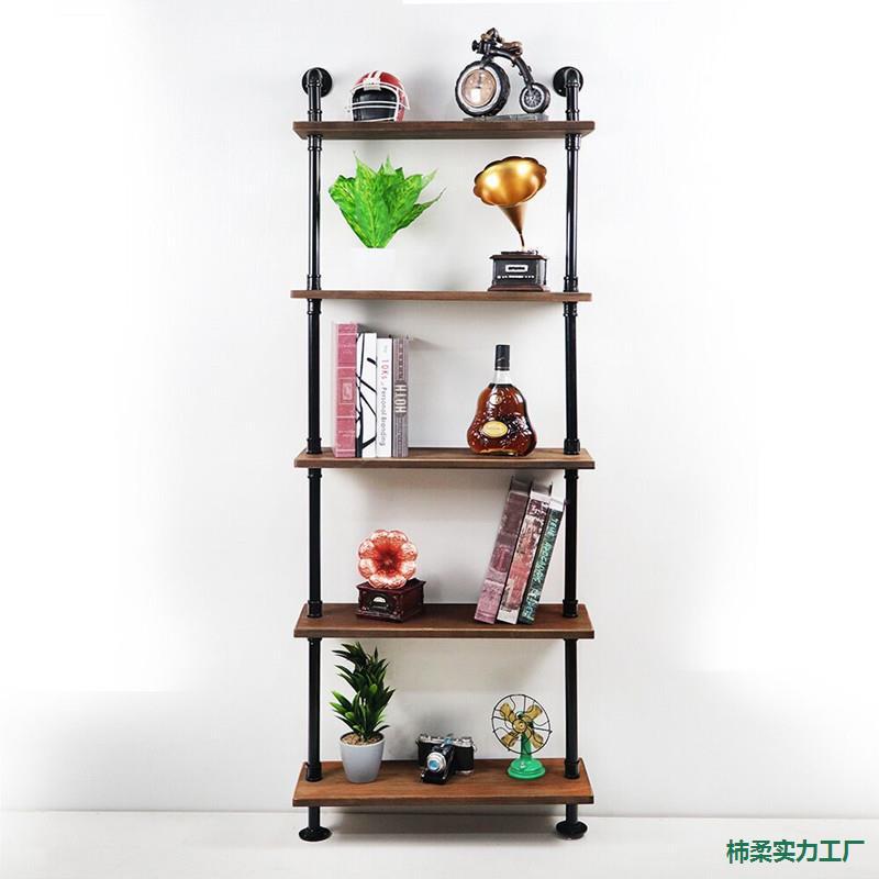 loft工业管墙上置物架实木客厅墙面书架壁挂隔板卧室落地层架