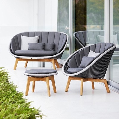 北欧户外藤编柚木休闲沙发创意庭院阳台花园桌椅组合套装编藤家具