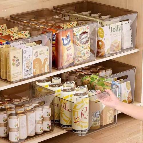 收纳筐桌面零食玩具杂物整理箱储物盒亚克力透明塑料篮长方形盒子