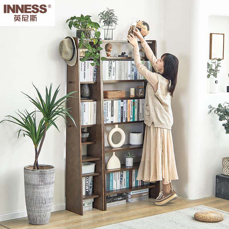 英尼斯 实木整墙书架 家用落地组合书柜多层置物架儿童学生收纳架