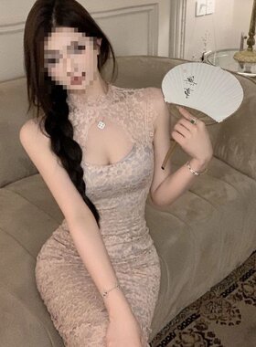 新中式气质时尚修身春夏季新款百搭纯欲风辣妹显瘦蕾丝包臀连衣裙