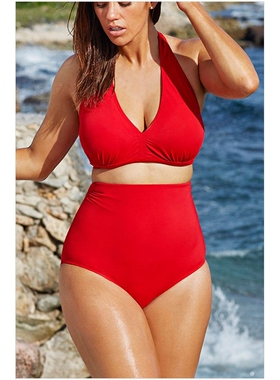 跨境欧美大码泳装胸垫通1胖比基尼妹妹女士性感热卖千件度假