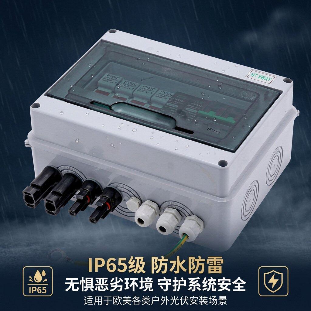光伏汇流箱二进一出 路 IP65 防水带直流断路器 SPD 浪涌光伏电站