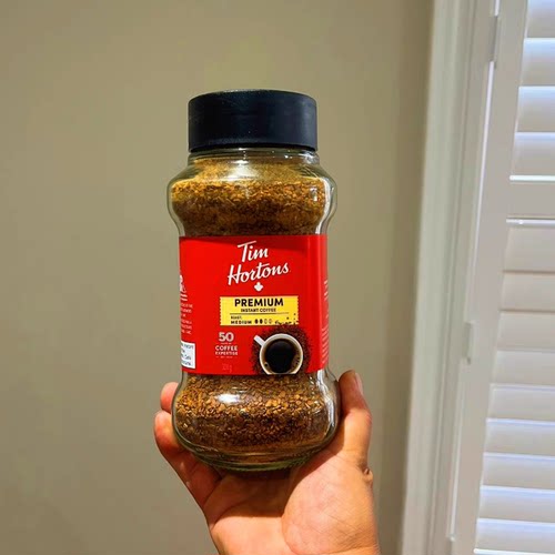 现货加拿大国宝Tim Hortons速溶咖啡粉中烤玻璃瓶装 300g