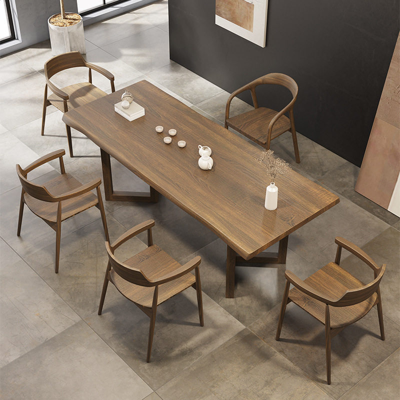 实木茶桌椅组合新中式大板茶台客厅家用现代简约原木阳台泡茶桌子