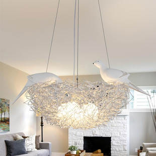 创意LED艺术个性灯百鸟归巢鸟窝灯鸟巢灯鸭蛋铝线卧室吊灯餐吊灯