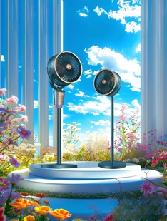 吉星智能语音香薰空气循环电风扇大风力AI智能遥控静音摇头铝叶