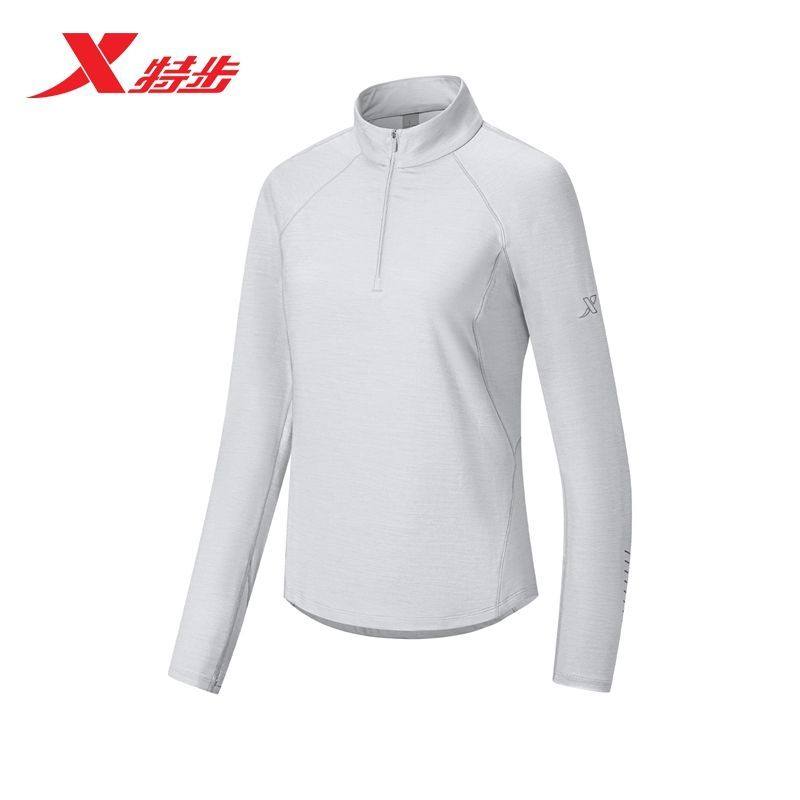 特步全民畅跑长袖T恤女2026春季新款训练服运动上衣974128030084