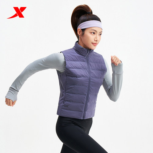 特步马甲女2025年冬季新款运动