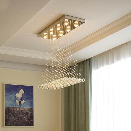 厅水晶吊灯代简餐意约家用饭厅现餐桌灯创个性吧508台灯led一字长