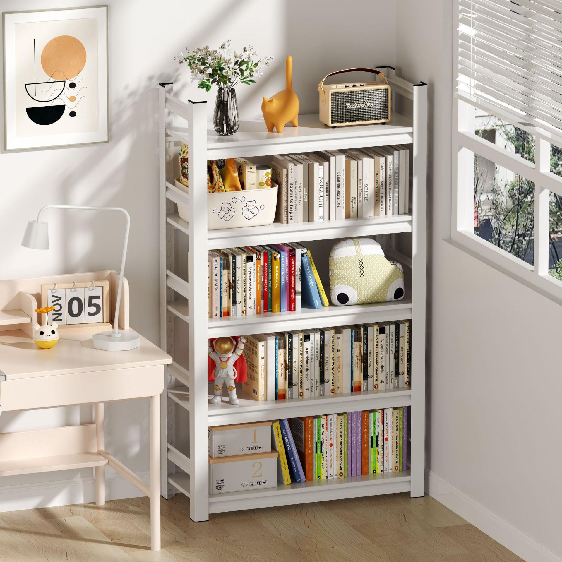 铁艺家用书架置物架儿童绘本收纳架客厅书柜铁架落地多层钢制货架