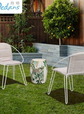 丹哆户外椅白色阳藤编桌椅户外藤庭椅台组合花园院休闲户91067桌