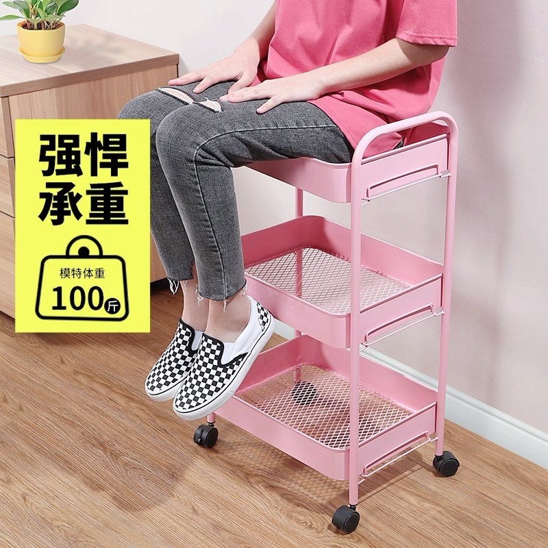置物架小推车落地家用厨房可移动零食储物架美容院婴W儿用品收纳