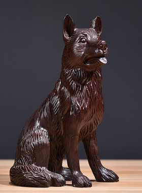 黑檀木雕狗摆件实木n质雕刻十二生肖狗木制家居酒柜装饰红木工艺