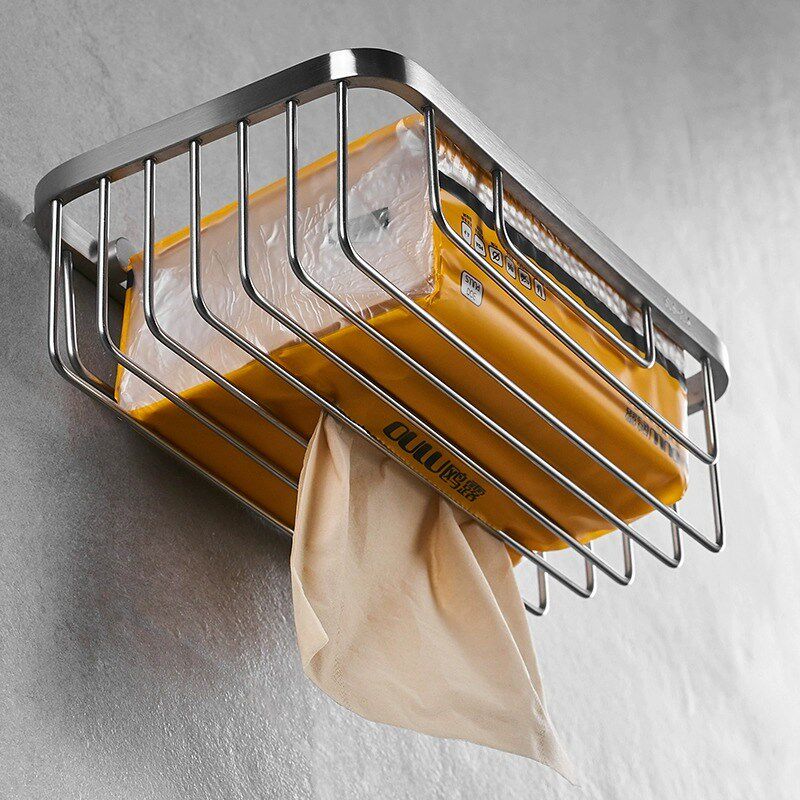 免打孔304不锈钢置物篮香皂架加大置物架加宽置物架纸巾篮抽纸架