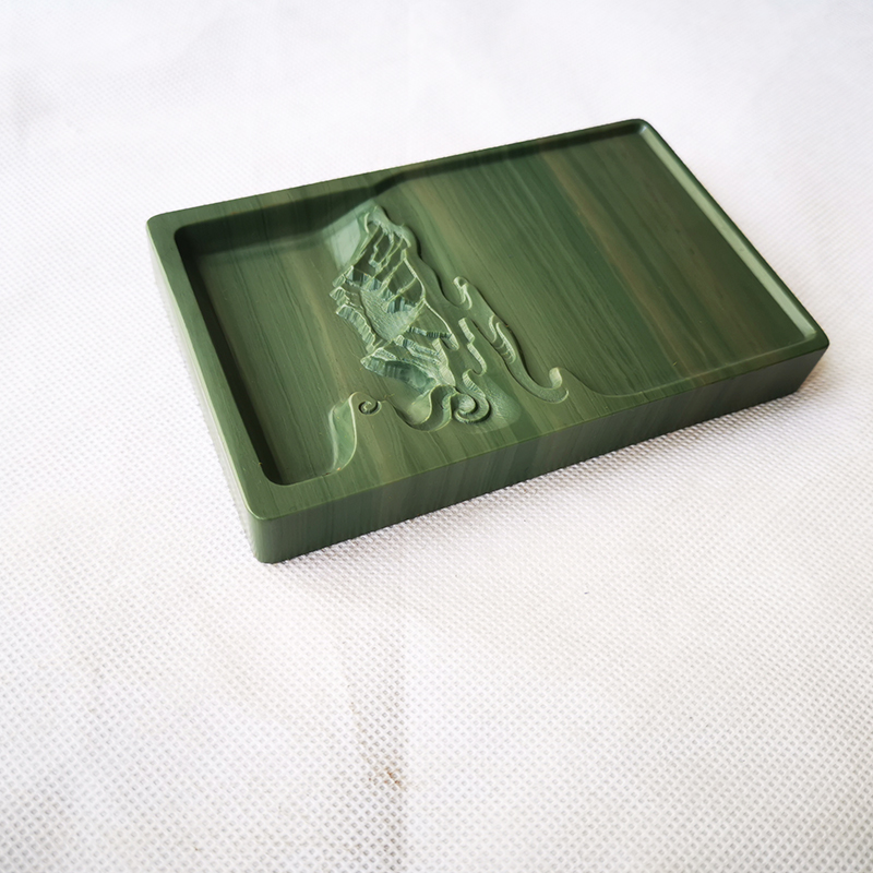 砚台 松花砚 长白山天池砚 原石老E坑松花石砚 墨海 笔掭 实用砚