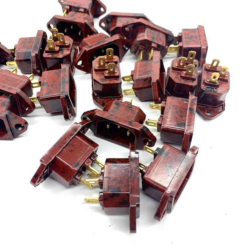 红色胶木材质耐高温插座电饭锅插座100个电热锅品字插座纯铜插脚