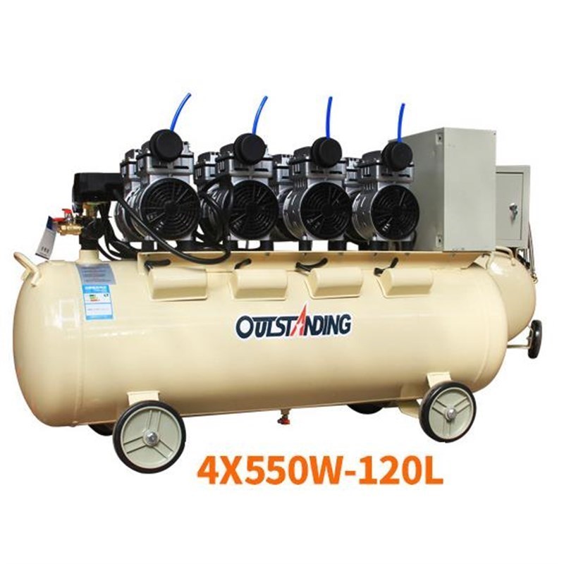 热销空压机4*550W120L静音汽修无油打气泵220v装修木工喷漆气泵